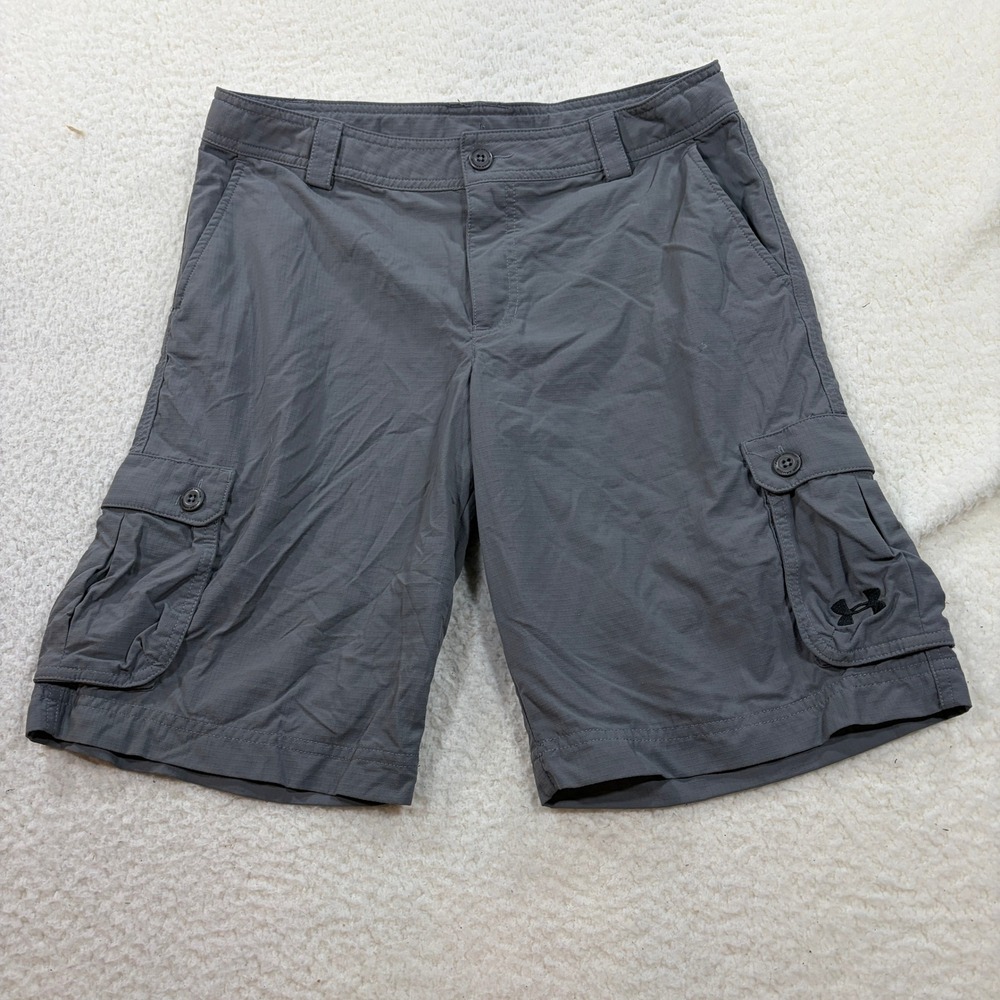 Under Armour Cargo Shorts Boys XL Gray 1254499 Ripstop Outdoor Hiking Utility